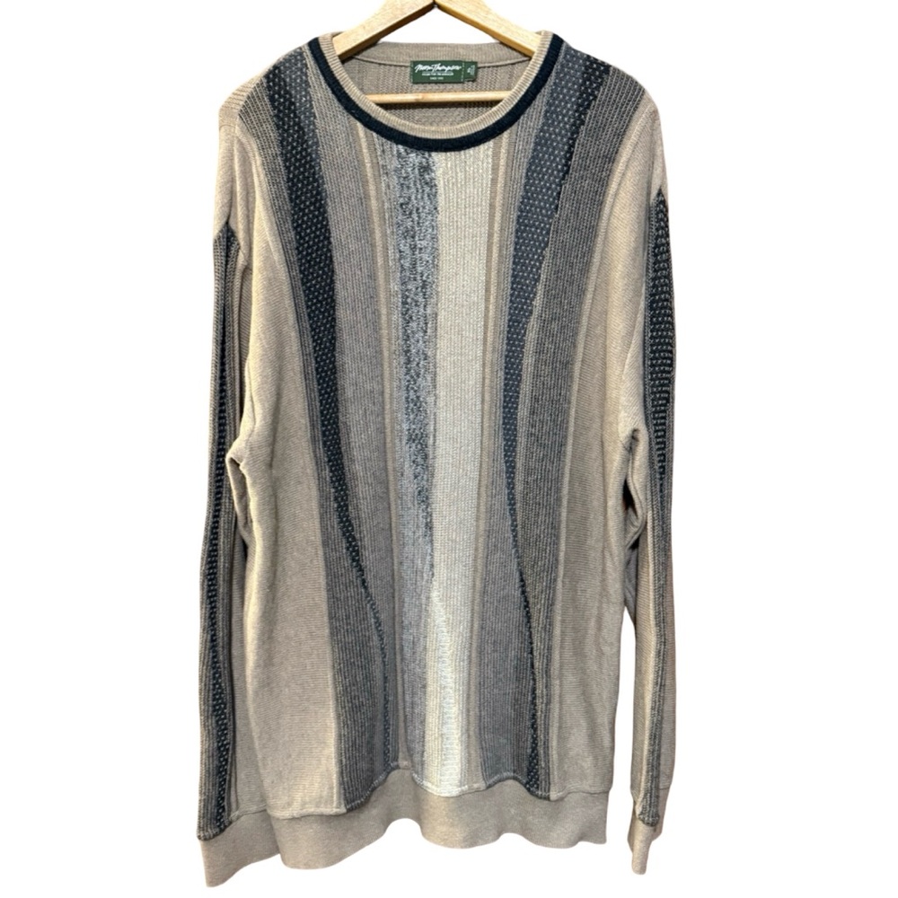 Vintage Norm Thompson Canada Coogi Look Striped Neutral Sweater
